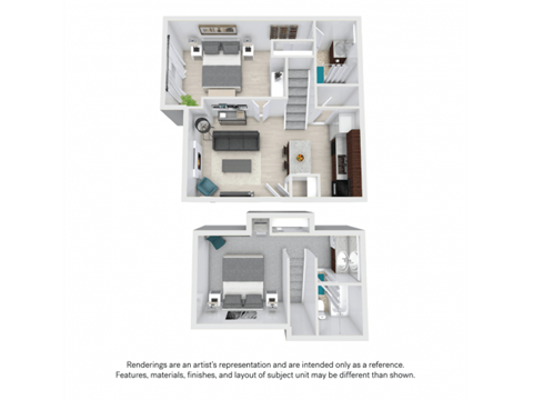 Floor plan for 2 beds, 2 baths, 790 sqft